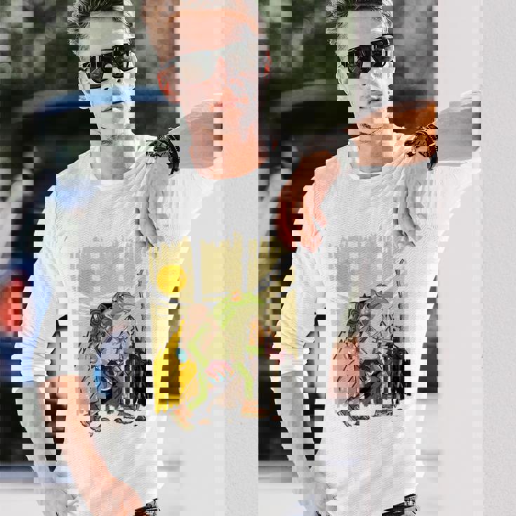 楽しいカエル ハイキングと登山愛好家 長袖Tシャツ 彼への贈り物