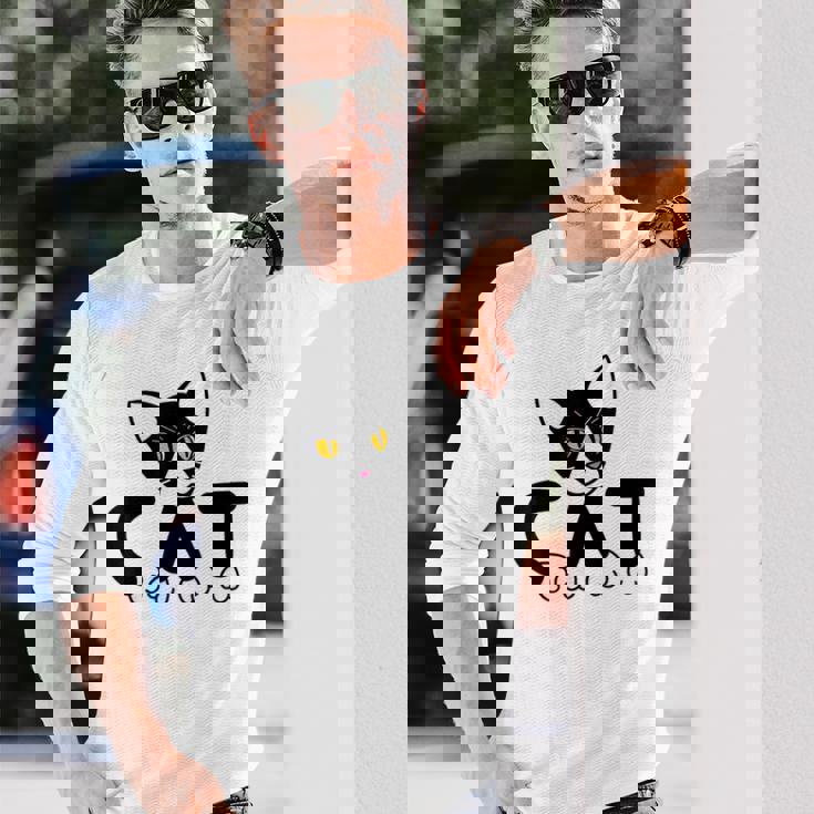 猫 子猫 ハチワレ モノトーン 白 黒 かわいい ユニーク 長袖Tシャツ 彼への贈り物