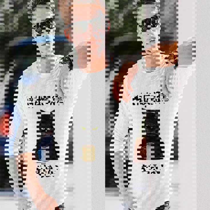 猫「やればできるけどやらない」文字入り おもしろ 筆文字 面白い 服 面白い 長袖Tシャツ 彼への贈り物