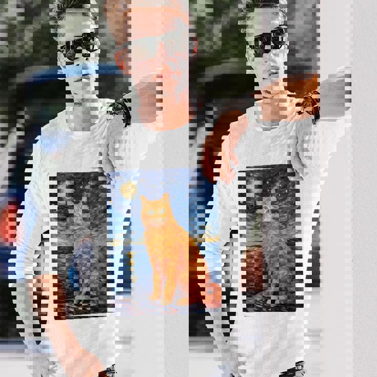 猫のポートレートオイル印刷甘い子猫 長袖tシャツ 長袖Tシャツ 彼への贈り物