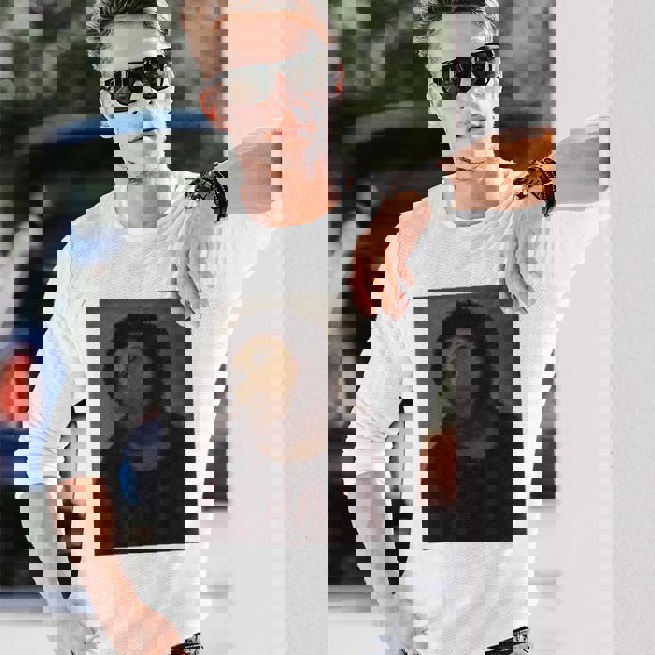 猿のイエスの絵、台無しにされたキリスト、フレスコ、ボッチドアートミーム。 長袖Tシャツ 彼への贈り物