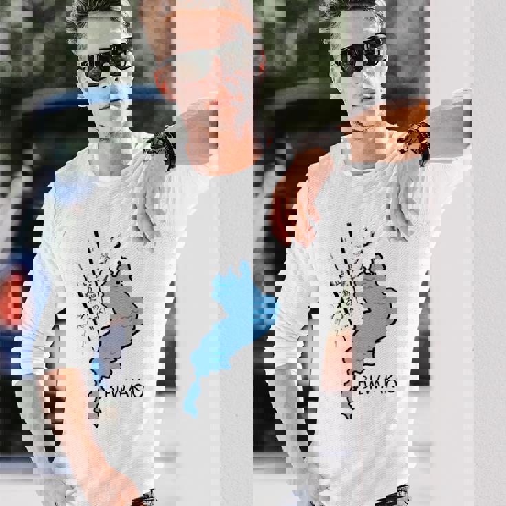 琵琶湖を止めようか大胆な日本のユーモア 長袖Tシャツ 彼への贈り物