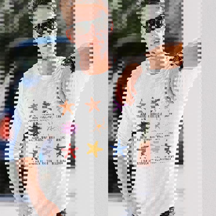 異なるタイプのヒトデの品種コレクション、かわいいヒトデ Lo 長袖Tシャツ 彼への贈り物