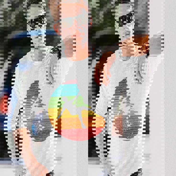 バックプリント 登山、ボルダリング、フリークライミングシルエット 長袖Tシャツ 彼への贈り物