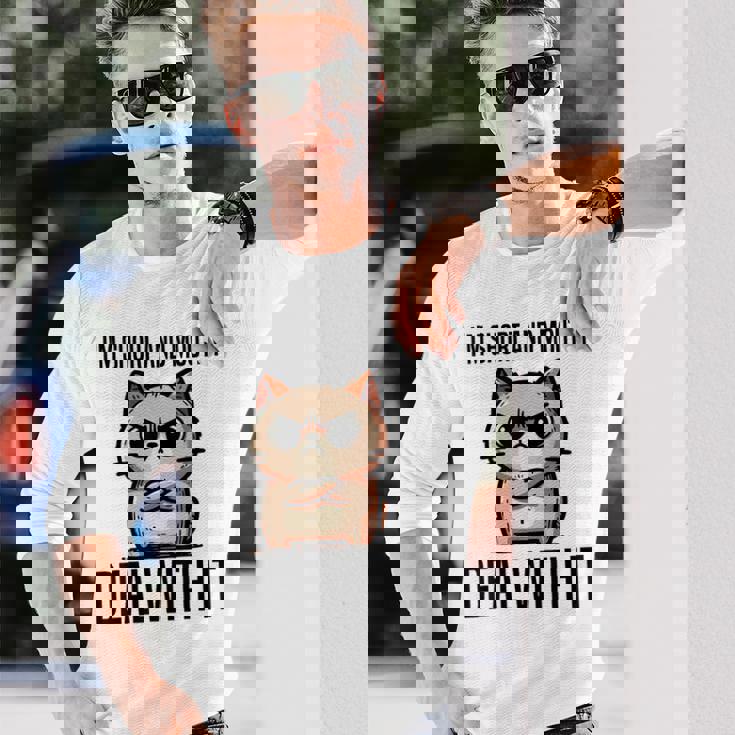 私は短気で口うるさいので、それを扱います。態度猫 長袖Tシャツ 彼への贈り物