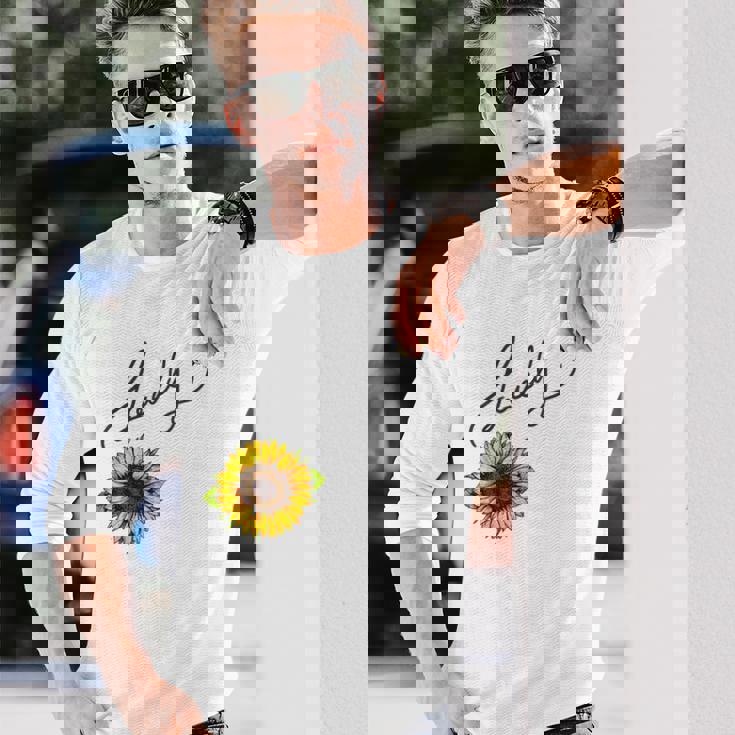 秋のひまわり マルハナバチ 面白いひまわり蜂 秋の愛 長袖Tシャツ 彼への贈り物