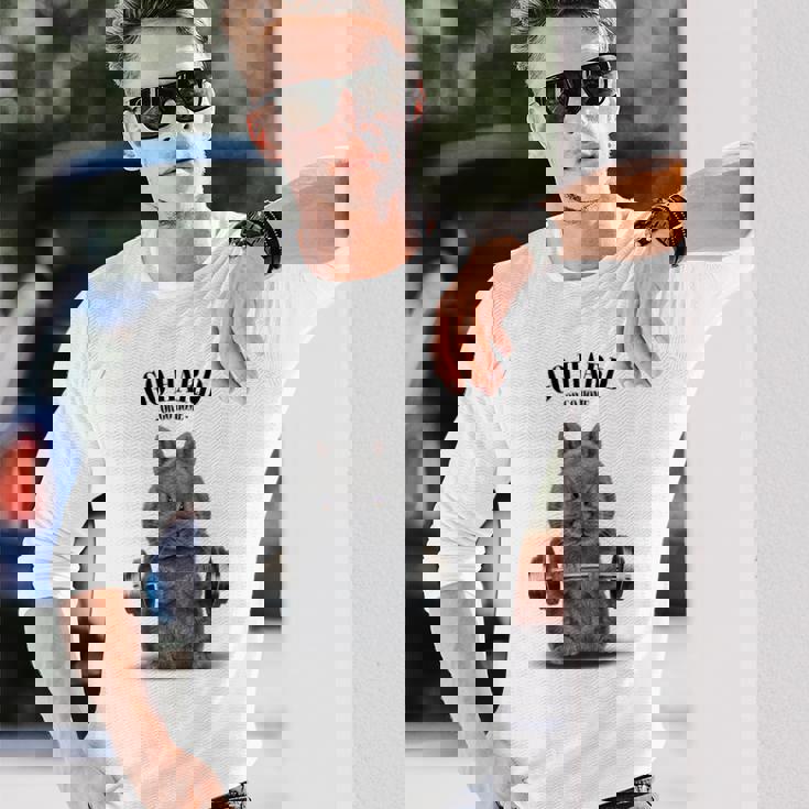 筋トレ ネザーランドドワーフ ウサギ ブルー 長袖Tシャツ 彼への贈り物