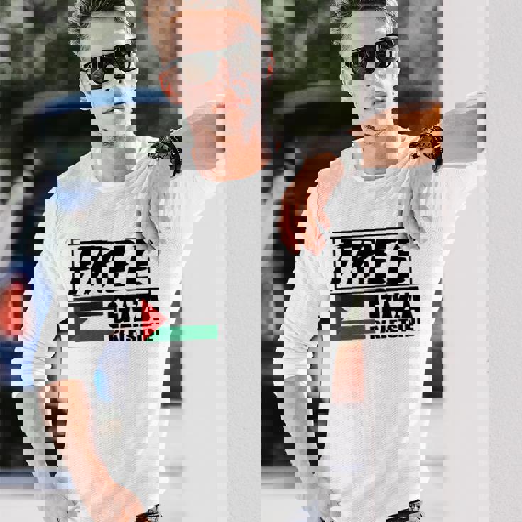 自由ガザ パレスチナ パレスチナ 国旗 自由パレスチナ ガザ 長袖Tシャツ 彼への贈り物