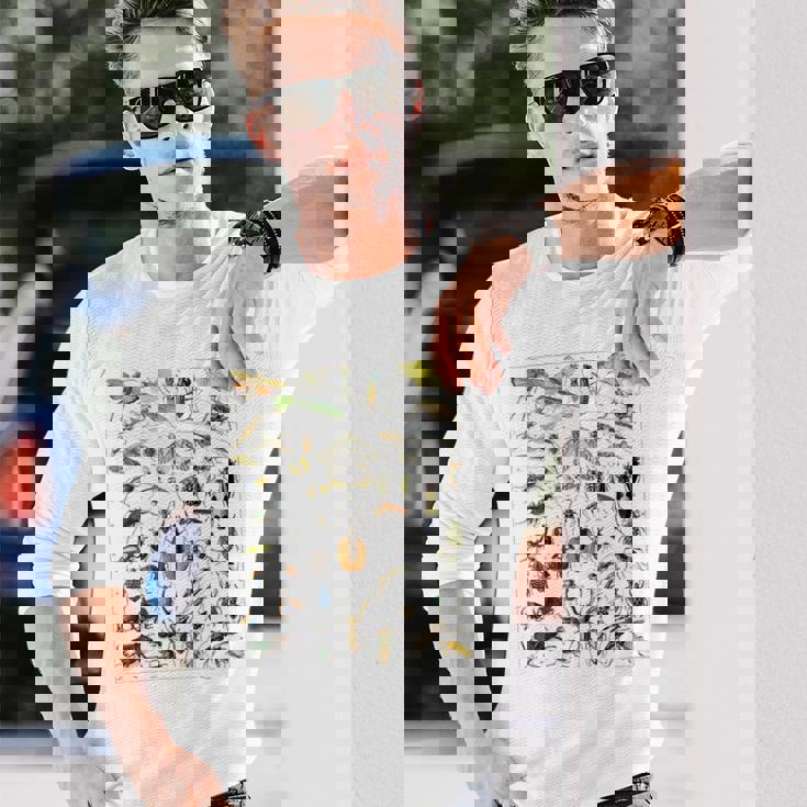 虫 昆虫 虫虫型 昆虫学プリント 虫プリント 長袖Tシャツ 彼への贈り物