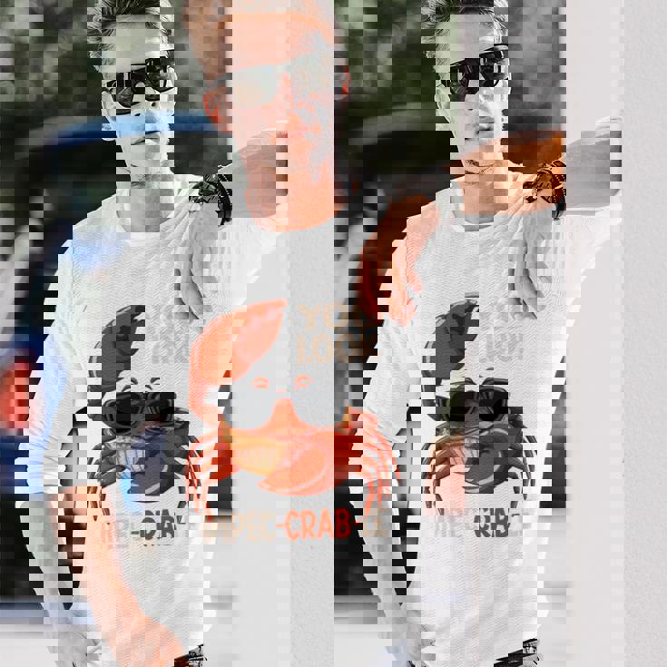 蟹 カニ 魚介類 涼しい かに 食べる 長袖tシャツ 長袖Tシャツ 彼への贈り物