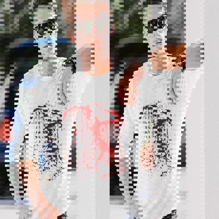 血まみれの傷 ハロウィンコスチューム 血はね けが ゾンビ 長袖Tシャツ 彼への贈り物