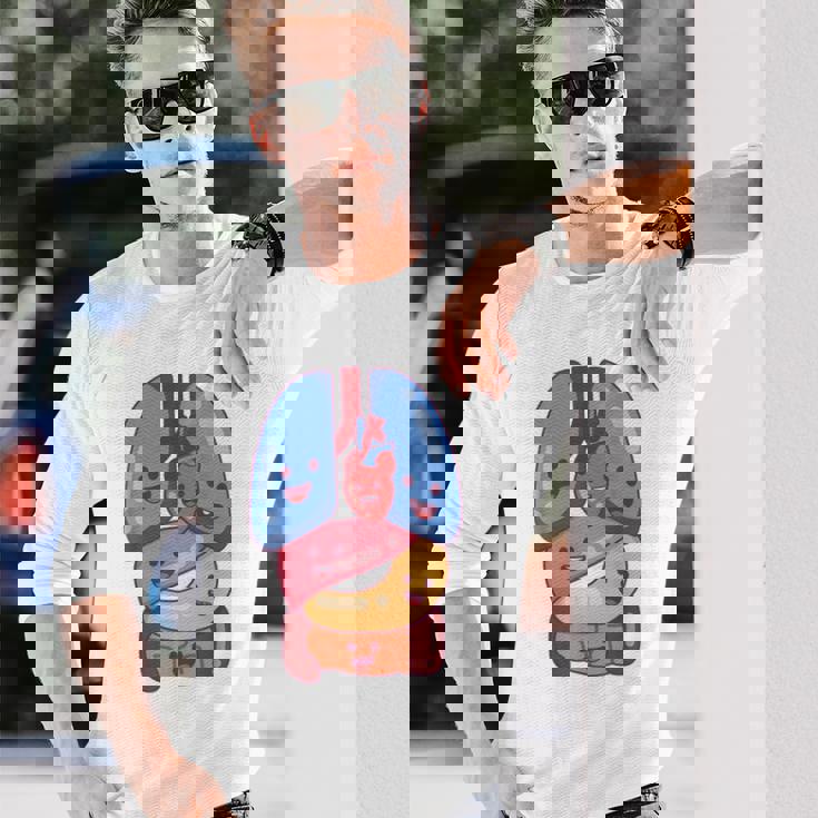 解剖学 生理学 心臓 肺 生命 器官 イラスト 長袖Tシャツ 彼への贈り物