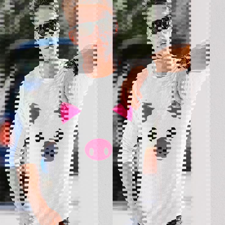 豚の顔 ハロウィン ティーカップ 豚 コスチューム ギフト 長袖Tシャツ 彼への贈り物