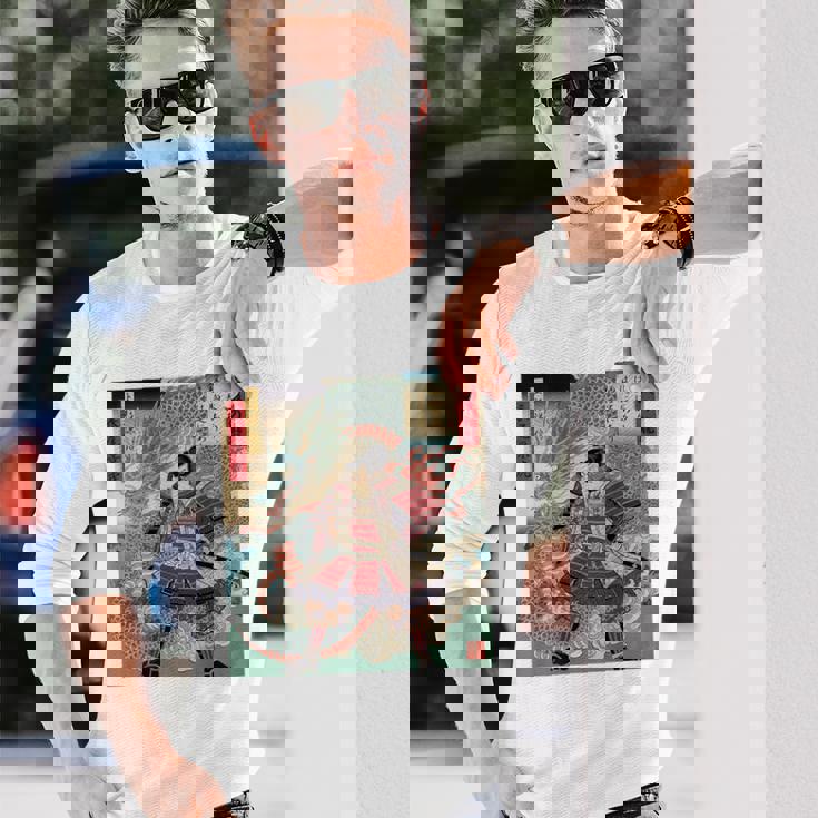 越後の龍 上杉謙信 長尾景虎 毘沙門天 軍神 バックプリント 長袖Tシャツ 彼への贈り物