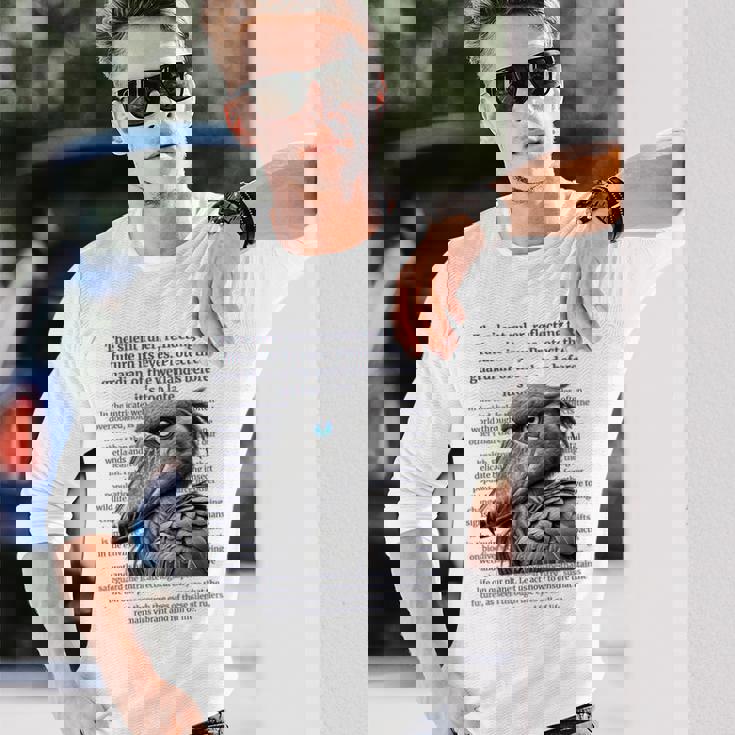 静かなる統治者 – ハシビロコウと湿地の守護 長袖tシャツ 長袖Tシャツ 彼への贈り物