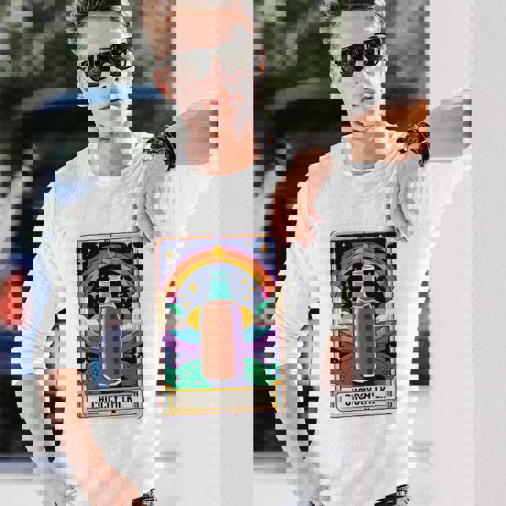 面白い Choccy ミルク タロット カード チョコレート ミルクセーキ 長袖tシャツ 長袖Tシャツ 彼への贈り物