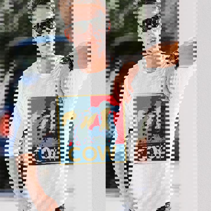 面白い 牛 牧場 動物 男性 面白い ギフト 子供 農業 農場 長袖Tシャツ 彼への贈り物