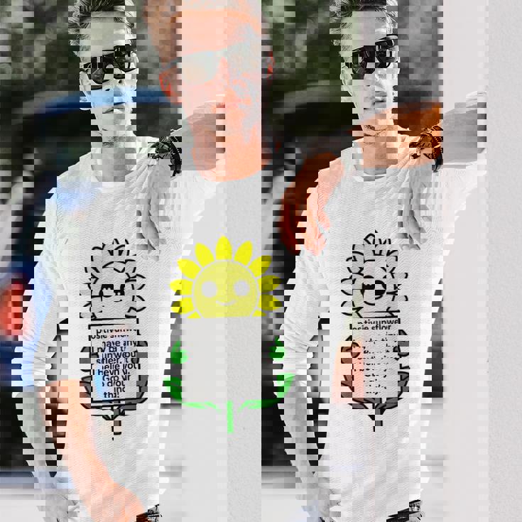 面白いひまわりおもちゃ ポジティブカード ポジティブヒマワリ 長袖Tシャツ 彼への贈り物