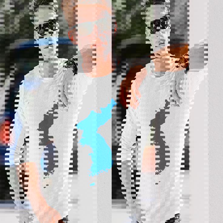 韓国統一旗、韓国統一地図 長袖Tシャツ 彼への贈り物