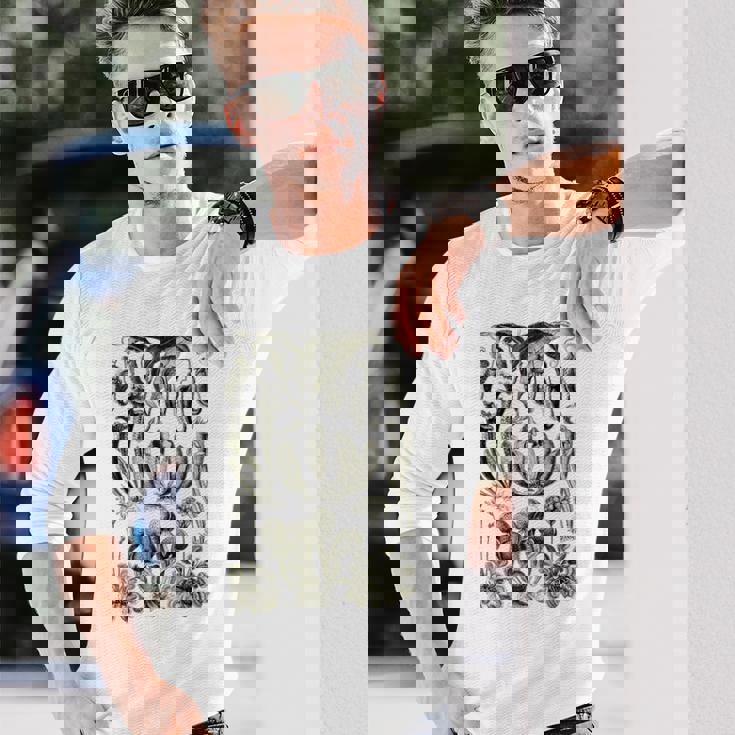 食虫植物 ヴィンテージ サラセニア ボタニカル 長袖Tシャツ 彼への贈り物