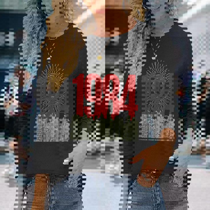 1984 文学 クラシック ブックテーマ ヴィンテージ 長袖Tシャツ 彼女への贈り物