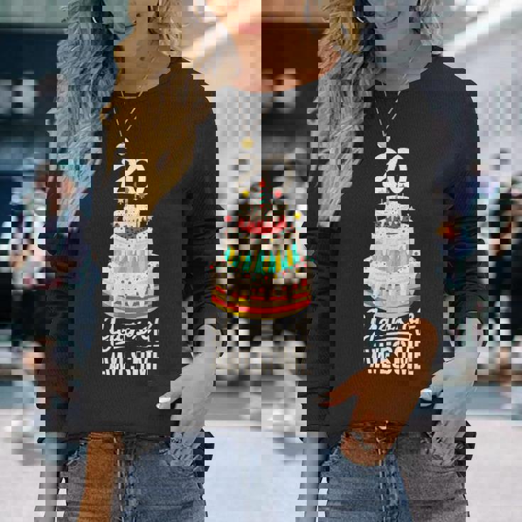 20 Years Of Awesome 20歳の誕生日ケーキ 大人用 長袖Tシャツ 彼女への贈り物