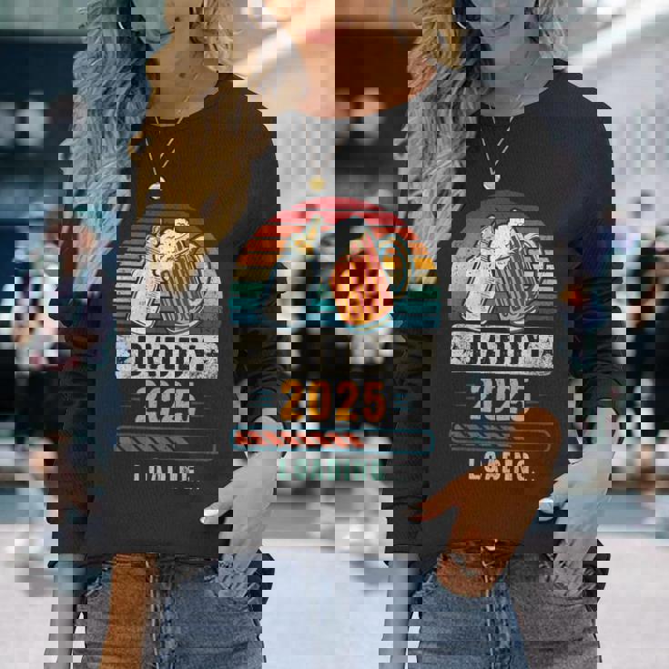 2025 年のお父さん 出産のお知らせ 父親になる予定の人 これから父親になる人 長袖Tシャツ 彼女への贈り物