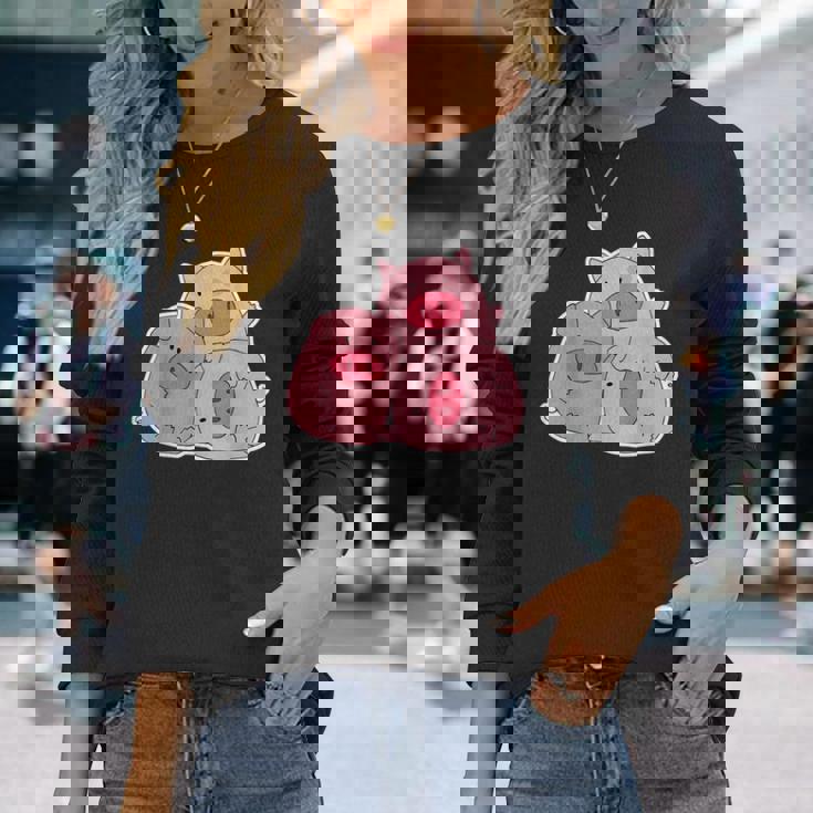 3匹の小さな豚 長袖Tシャツ 彼女への贈り物