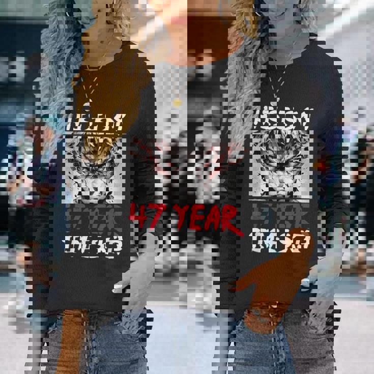 47 歳のタイムスキップ アニメ忍者サムライ 47 歳の誕生日 長袖Tシャツ 彼女への贈り物
