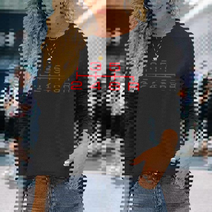 6速シフトノブシャツ マニュアルカーラバー 長袖Tシャツ 彼女への贈り物