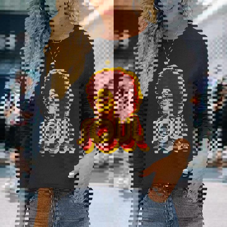 70年代ファンクアフロソウルレトロヴィンテージ70年代レトロソウル 長袖Tシャツ 彼女への贈り物