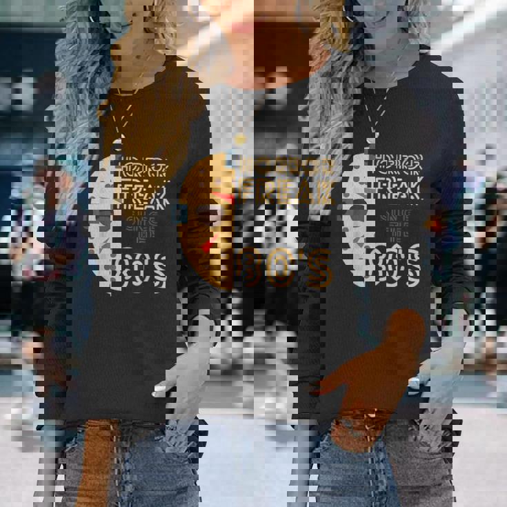 80年代以降のホラーフリーク、80年代スラッシャー映画 長袖Tシャツ 彼女への贈り物