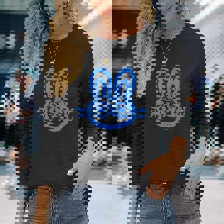 90S Y2k 泣いているウサギ うさぎは星空の下で悲しい 長袖Tシャツ 彼女への贈り物