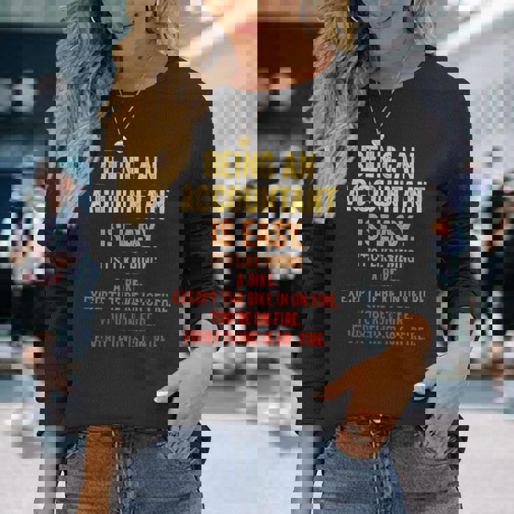 Being An Accountant Is Easy Accounting Cpaグラフィック 長袖Tシャツ 彼女への贈り物