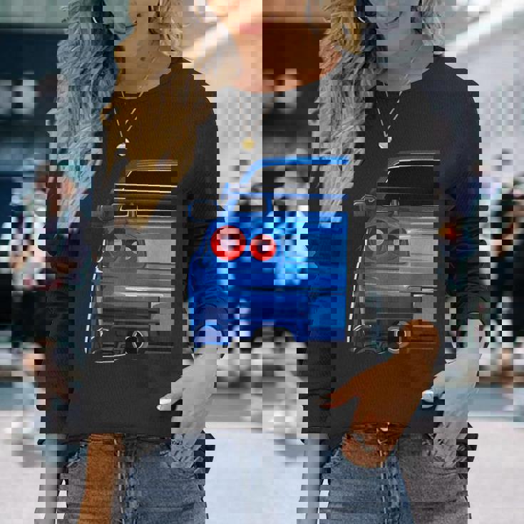 Blue Gt R 34 Jdm スカイラインスタンス カー ドリフトレーシング 長袖Tシャツ 彼女への贈り物