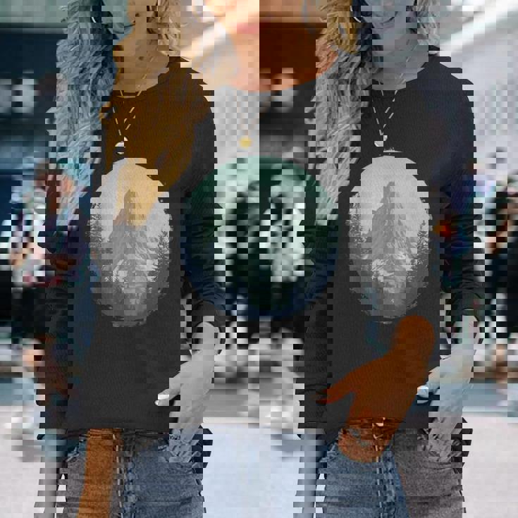 Blue Mountain Retrointage Hiking Camping Lover Glamper 長袖Tシャツ 彼女への贈り物