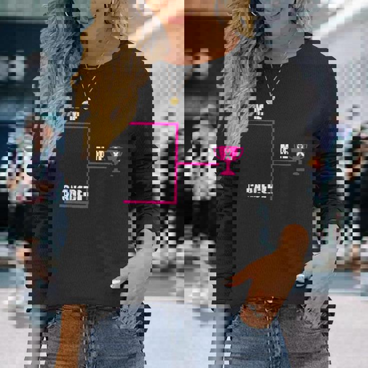 Breast Cancer Me Winner ブラケット インスピレーショナル啓発ギフト 長袖Tシャツ 彼女への贈り物