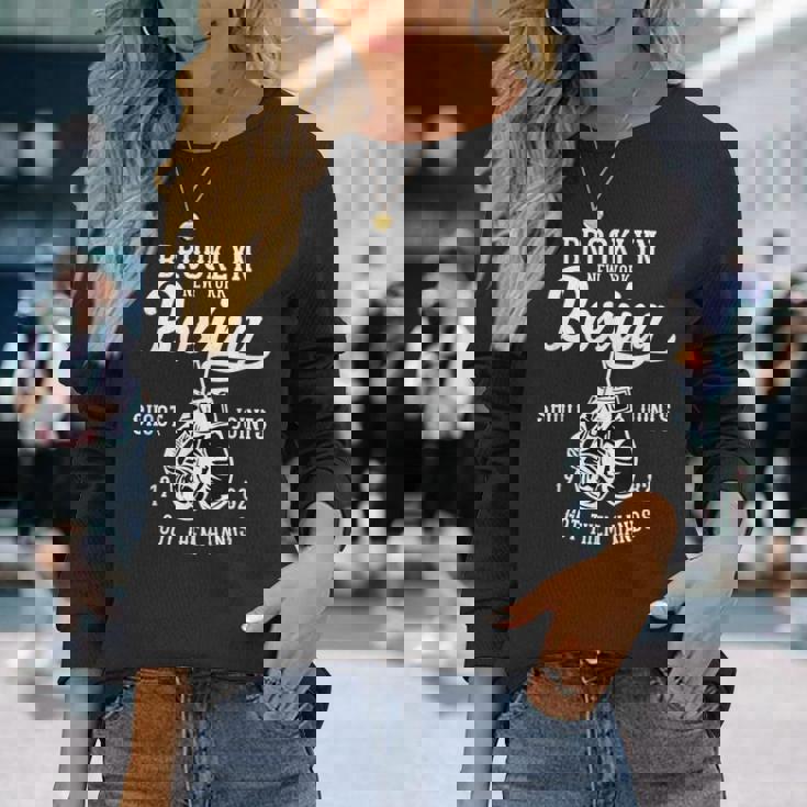 Brooklyn New York ボクシング スローバック 長袖Tシャツ 彼女への贈り物