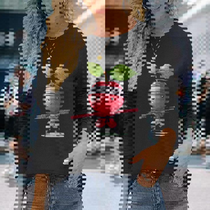 Cherry Ninja かわいいtシャツ 長袖Tシャツ 彼女への贈り物