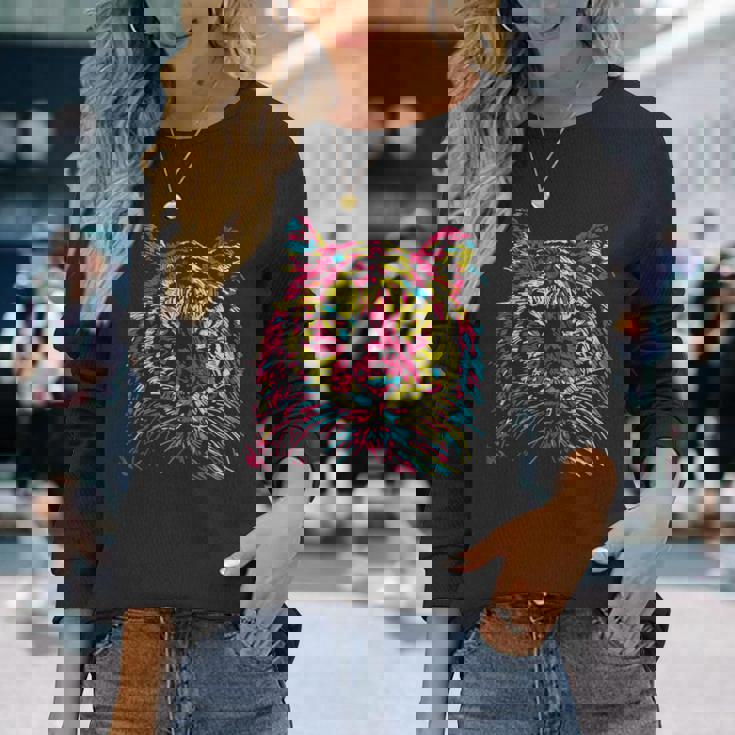 Colorful Tiger Tigers Fashion Graphic 長袖Tシャツ 彼女への贈り物