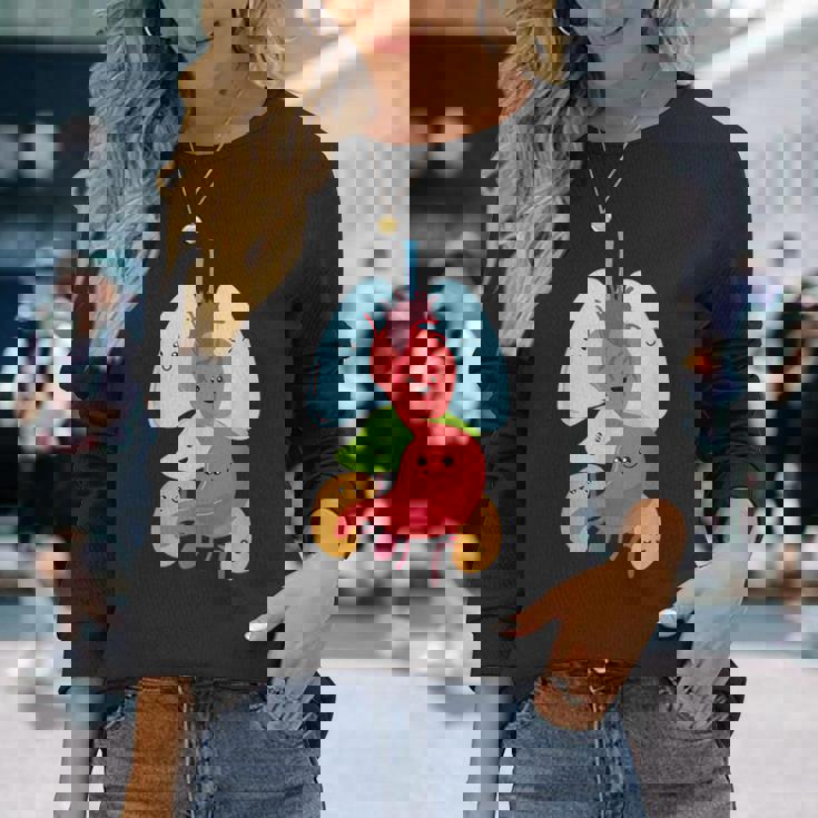 Cute Anatomy Internal Organs Body 長袖Tシャツ 彼女への贈り物