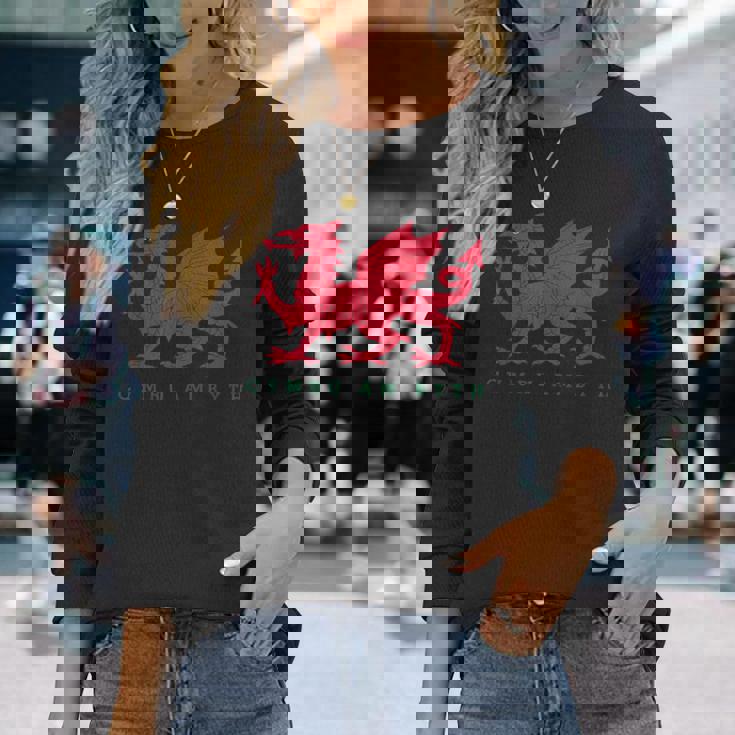 Cymru Am Byth ウェールズ ラグビー ドラゴンウェールズ プレイヤープライドギフト 長袖Tシャツ 彼女への贈り物