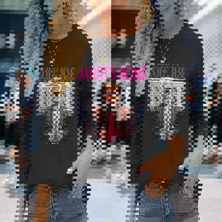 Daddy's Home Pink President Donald Trump House 長袖Tシャツ 彼女への贈り物