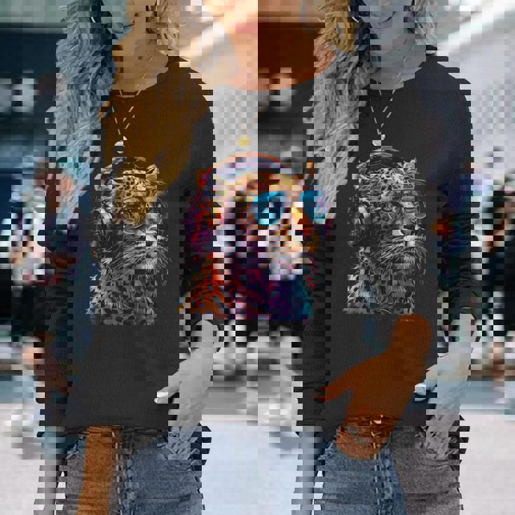 Dj Leopard Edm テクノハウス ダンスクラブ 音楽ヘッドフォン 長袖Tシャツ 彼女への贈り物