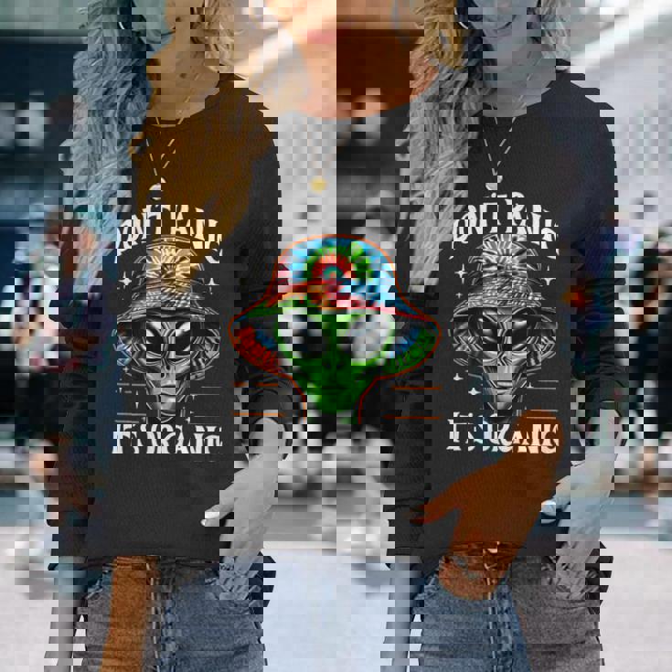 Don't Panic It's Organic Alien Ufo 面白いプリント 長袖Tシャツ 彼女への贈り物