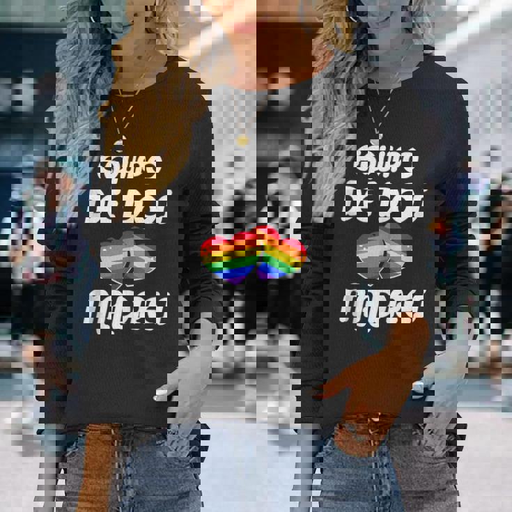 Dos Madres Lgbt-Q Orgullo Gay Mamá Aliada Corazón Arco Iris In Mangas Camiseta de manga larga Regalos para ella