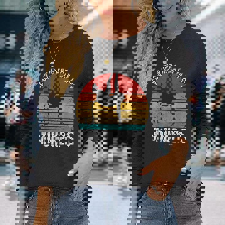 Easy Distracted By Monkeys シャツ ビンテージモンキー 長袖Tシャツ 彼女への贈り物