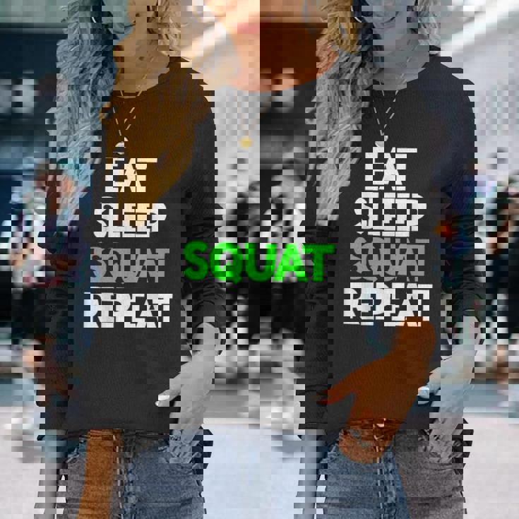 Eatleepquat Repeat モチベーショントレーニング 長袖Tシャツ 彼女への贈り物