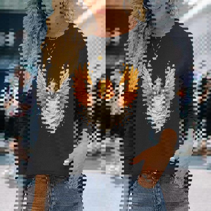 Firebird Reborn Rejuvenation 神話の鳥 アートワーク フェニックス 長袖Tシャツ 彼女への贈り物