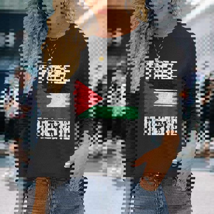 Free Palestine Free Gaza パレスチナの旗無料パレスチナ 長袖Tシャツ 彼女への贈り物